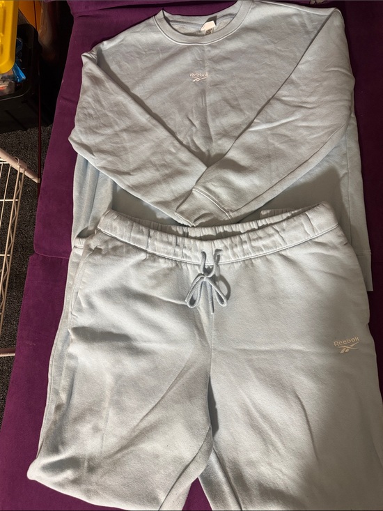 Reebok Pants - Reebok Pale Blue Crewneck Sweatshirt and Jogger Set